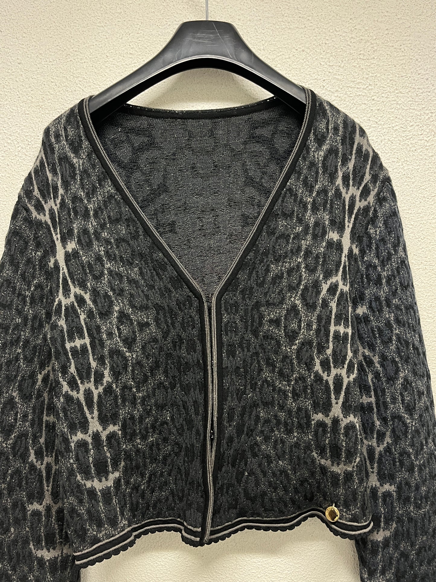 ROBERTO CAVALLI animal print wool and viscose cardigan (L)