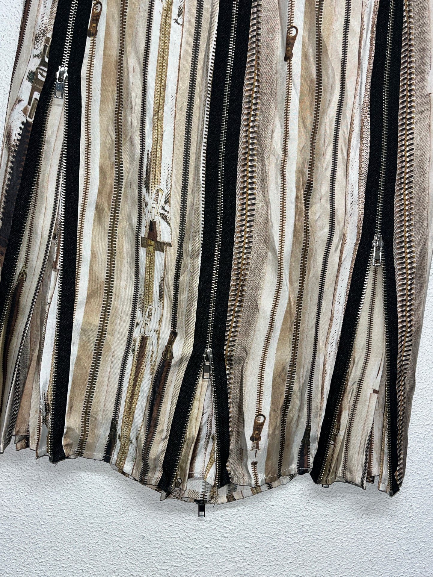 JEAN PAUL GAULTIER tromp l’ceil viscose skirt with multiple real zippers (S/M)