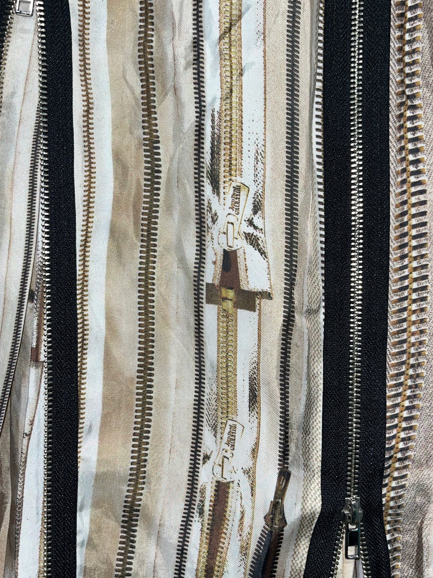 JEAN PAUL GAULTIER tromp l’ceil viscose skirt with multiple real zippers (S/M)