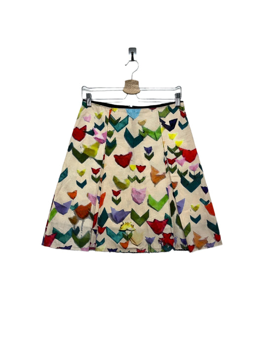 JIL SANDER graphic pleated midi distressed skirt (S)