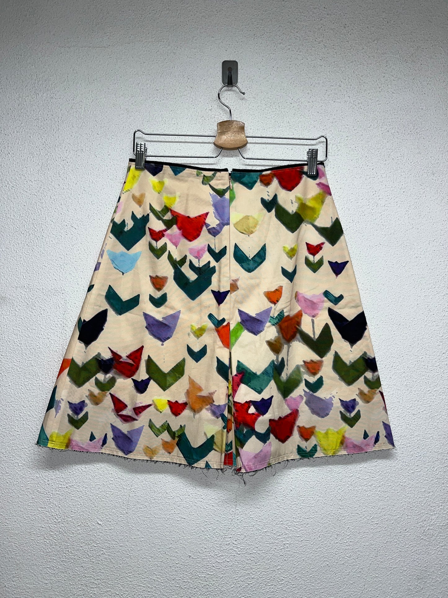 JIL SANDER graphic pleated midi distressed skirt (S)
