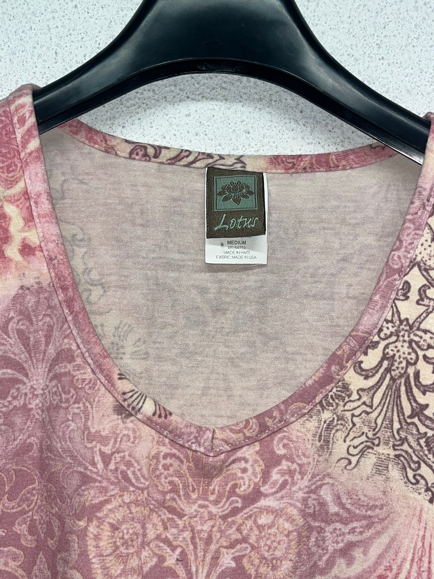 VINTAGE pink printed top (M)