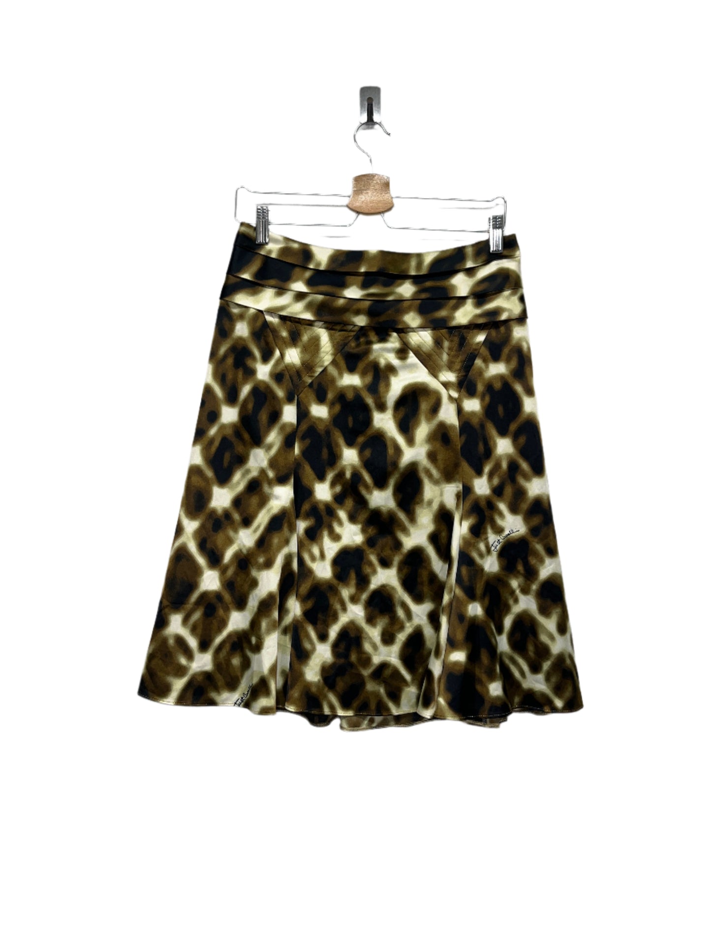ROBERTO CAVALLI abstract print pleated midi skirt (M)