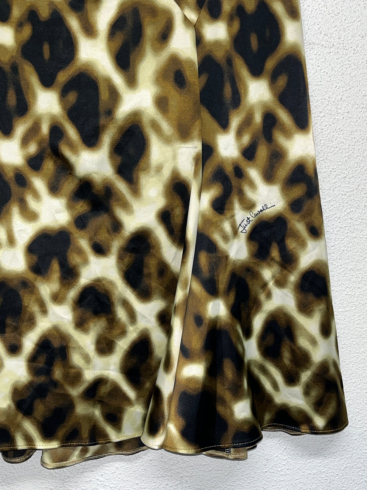 ROBERTO CAVALLI abstract print pleated midi skirt (M)