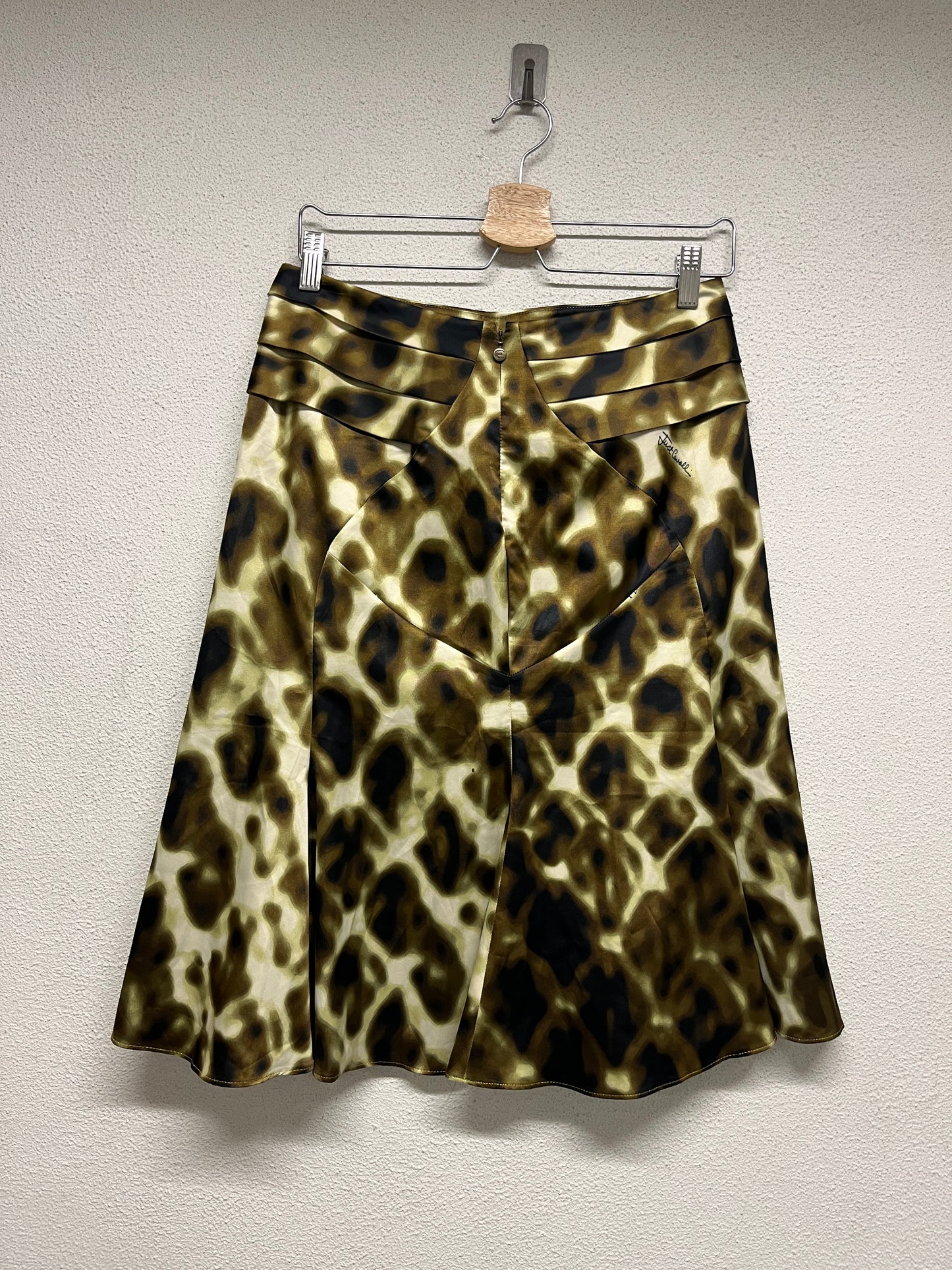 ROBERTO CAVALLI abstract print pleated midi skirt (M)