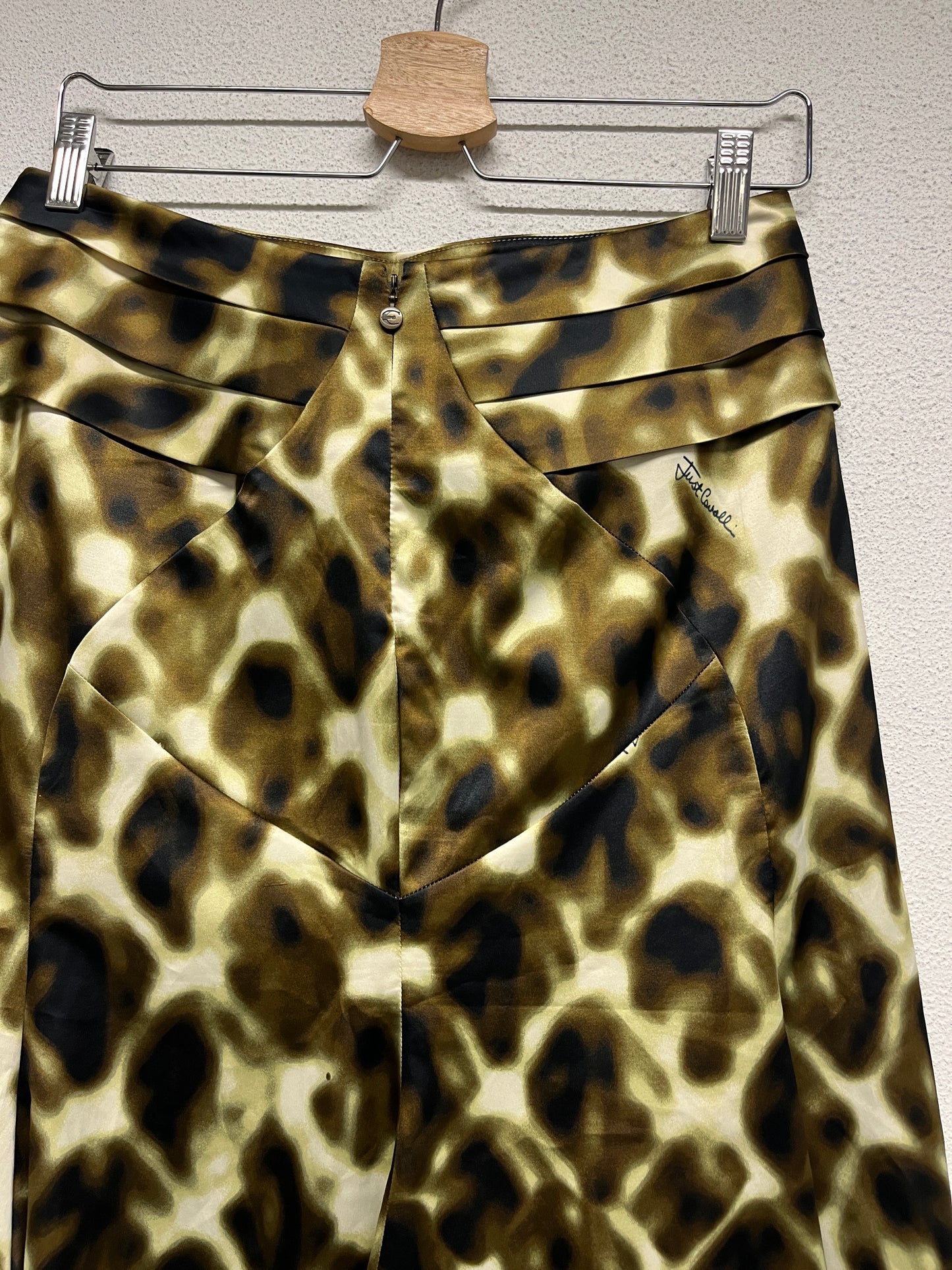 ROBERTO CAVALLI abstract print pleated midi skirt (M)