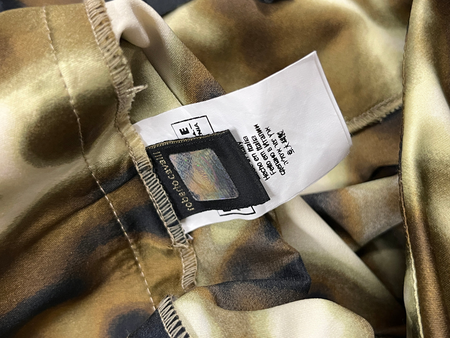 ROBERTO CAVALLI abstract print pleated midi skirt (M)