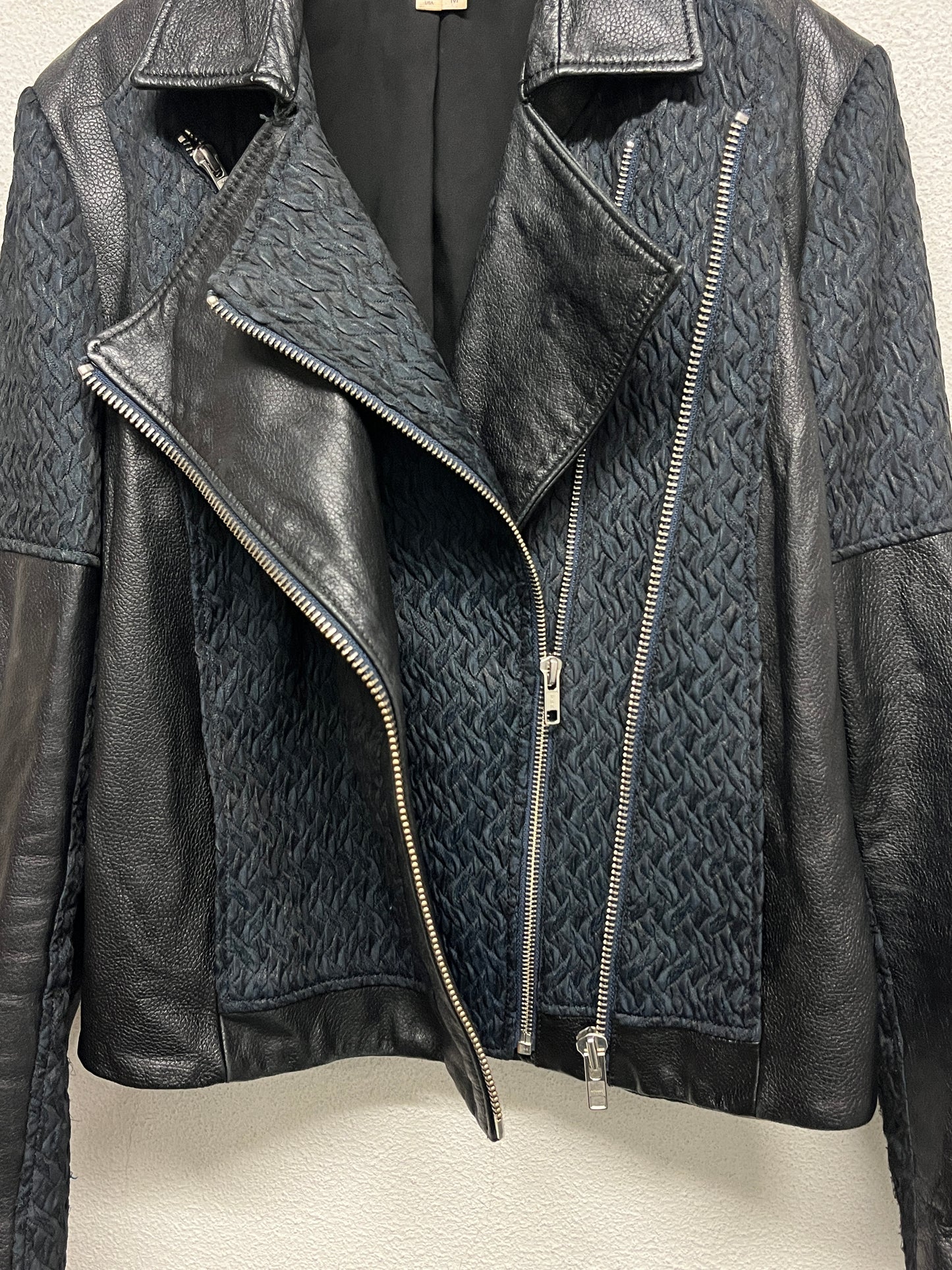 HELMUT LANG leather biker zipped jacket (M)
