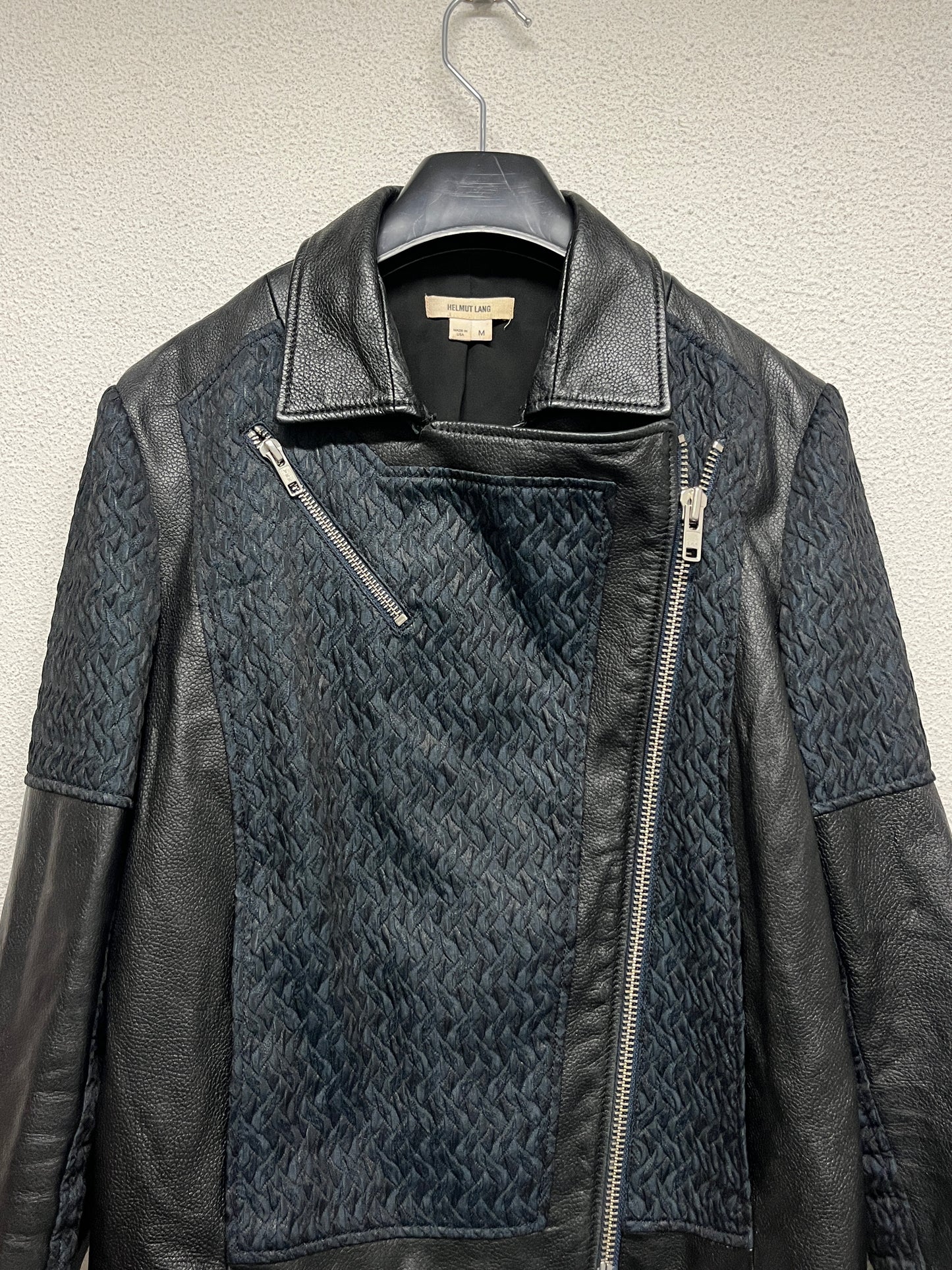 HELMUT LANG leather biker zipped jacket (M)