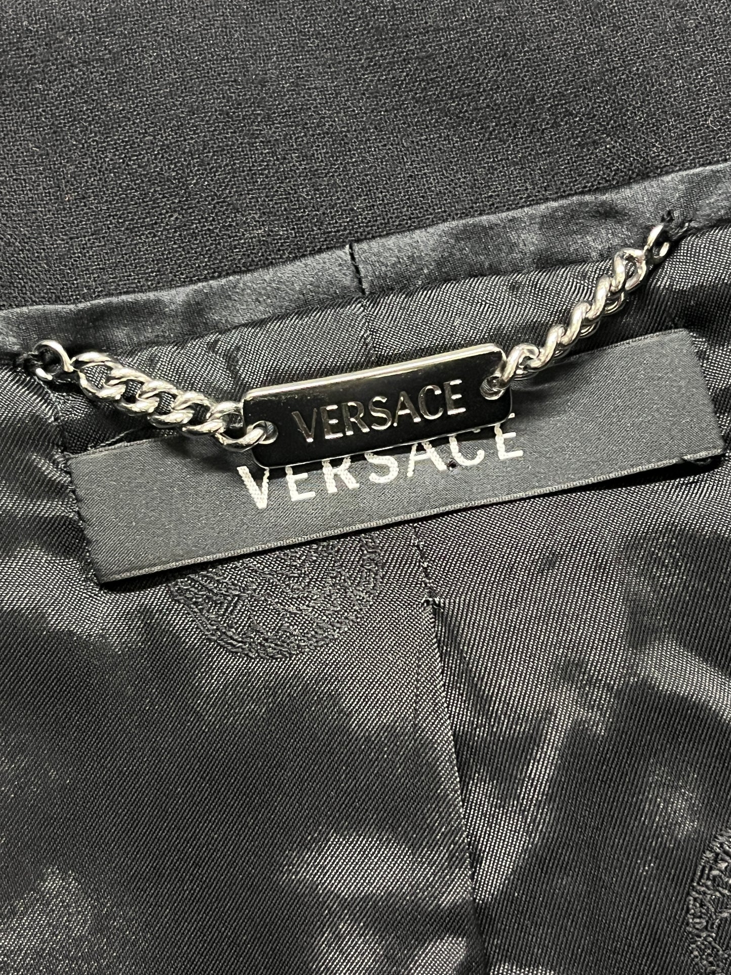 VERSACE asymmetrical abstract texture silk blazer (S/M)
