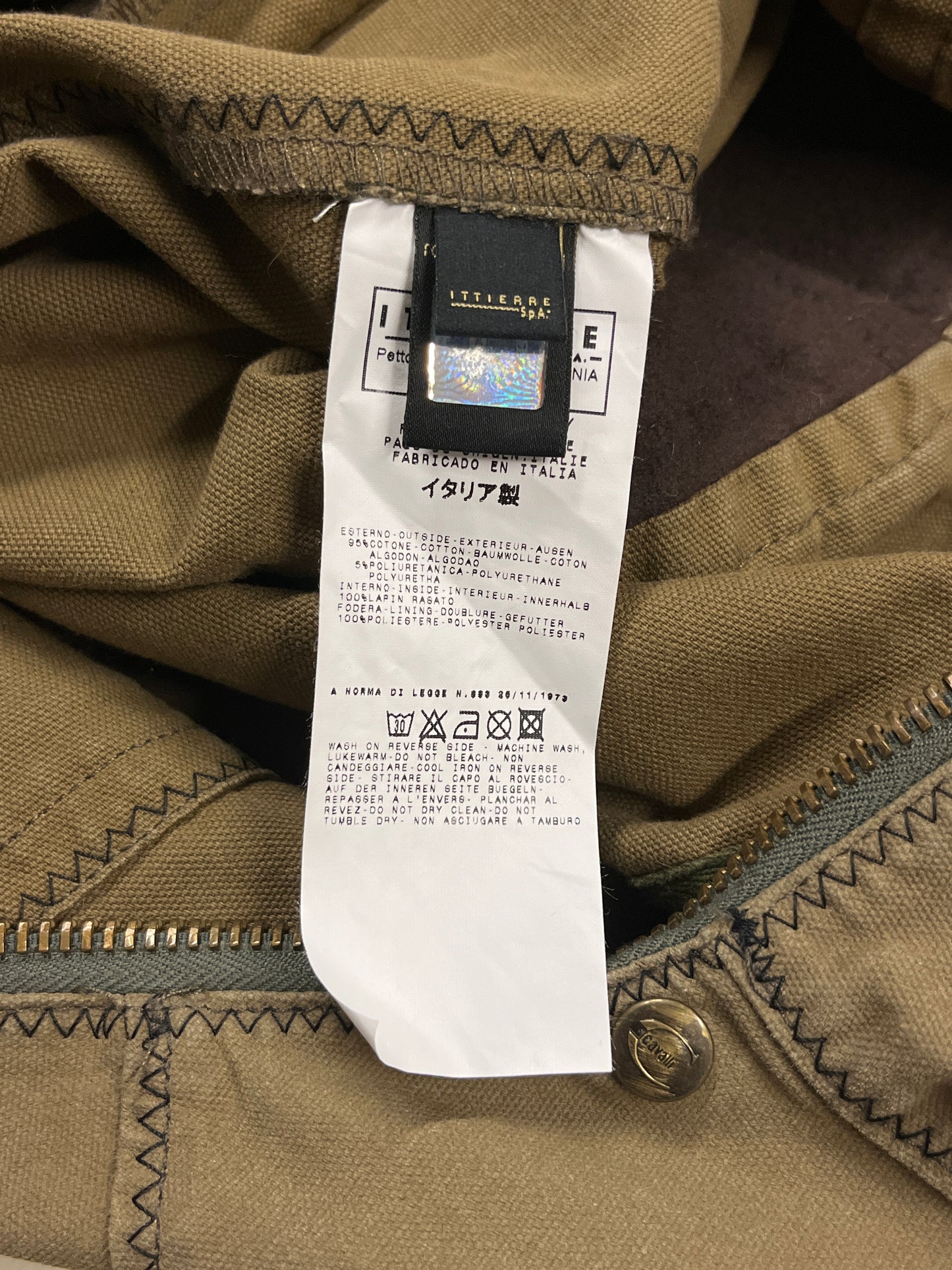 ROBERTO CAVALLI khaki military cargo belted coat (M)