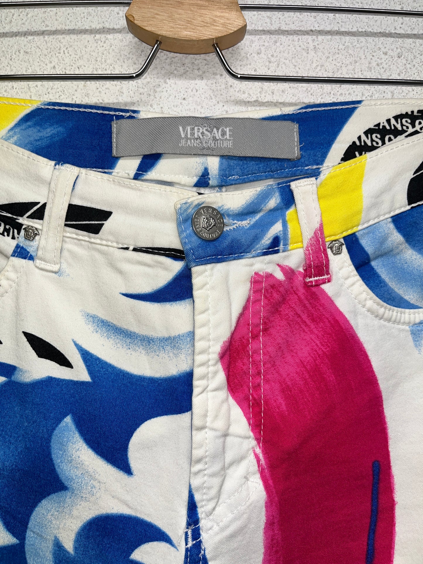 VERSACE stencil effect print trousers (M)