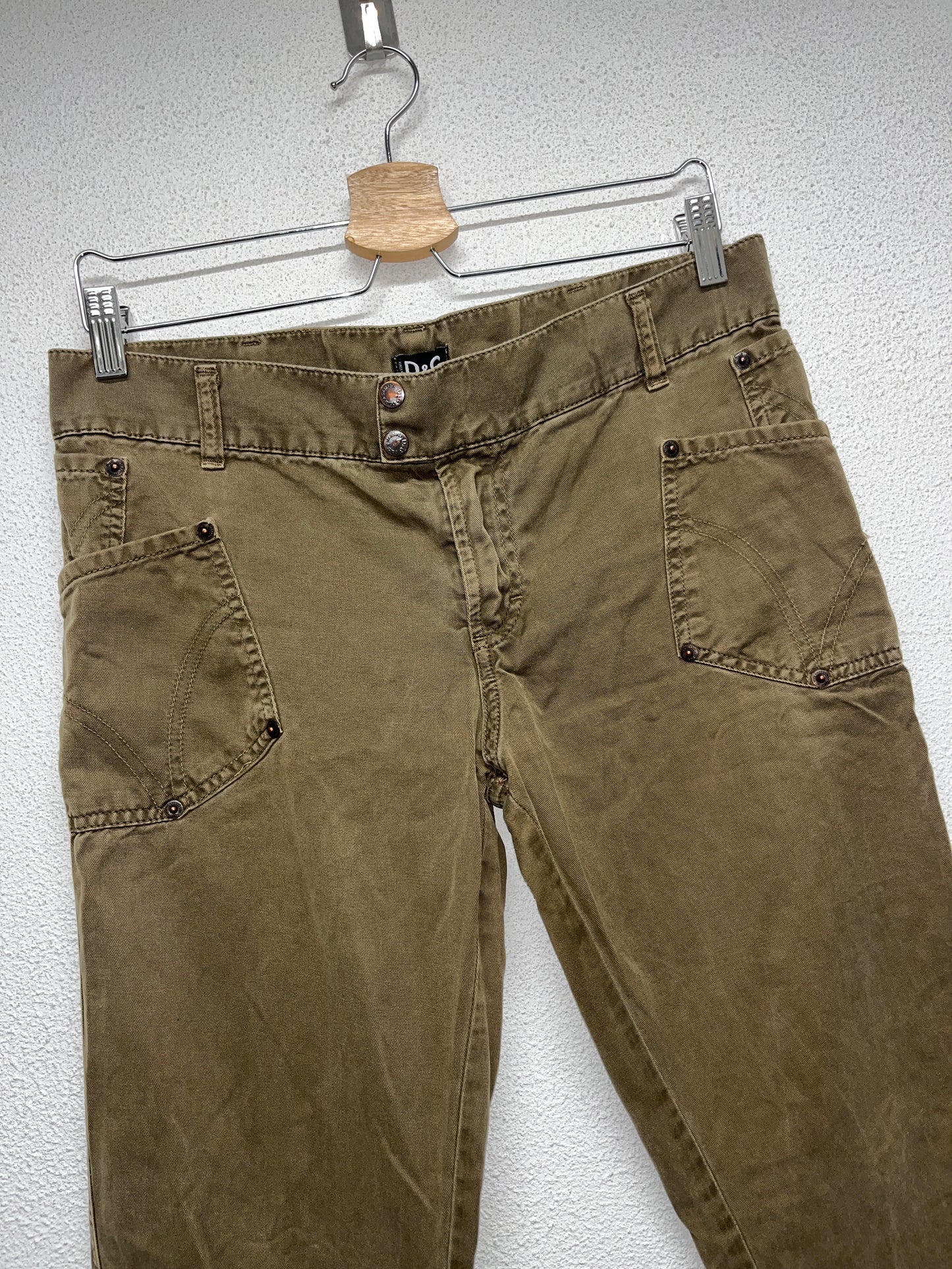 DOLCE & GABBANA khaki cargo bootcut trousers (L)
