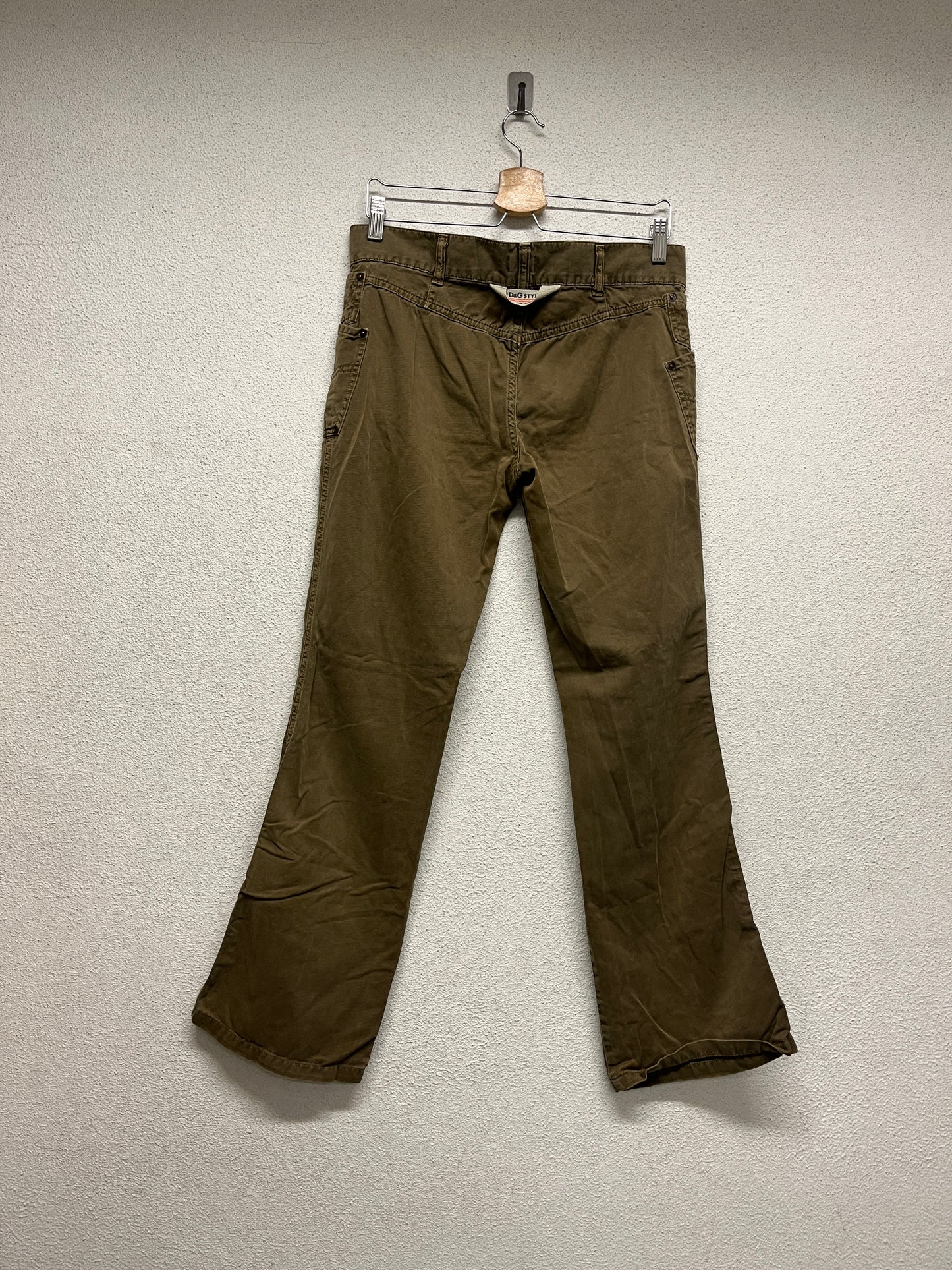 DOLCE & GABBANA khaki cargo bootcut trousers (L)