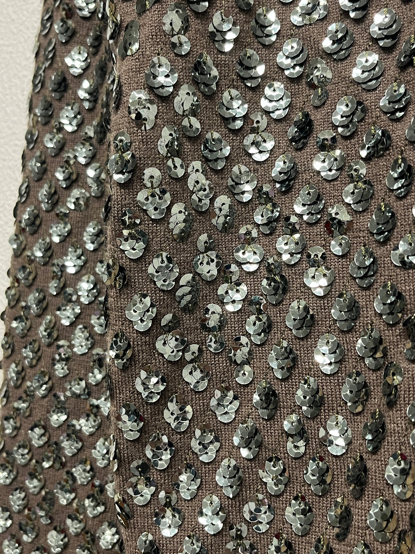 ROBERTO CAVALLI Class cavalli wool sequin khaki cropped cardigan (XS)