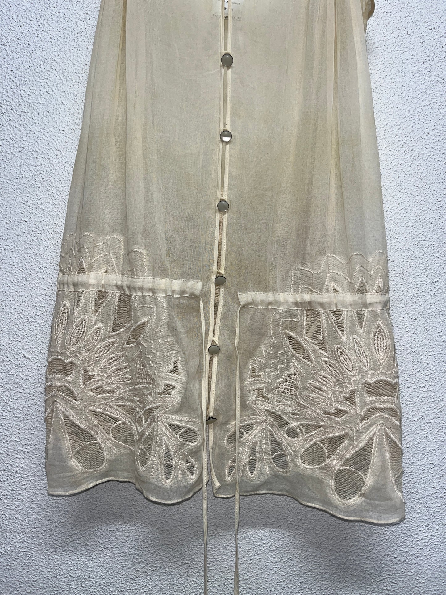 CHLOÉ “porcelaine” cotton sheer button-up top (M)