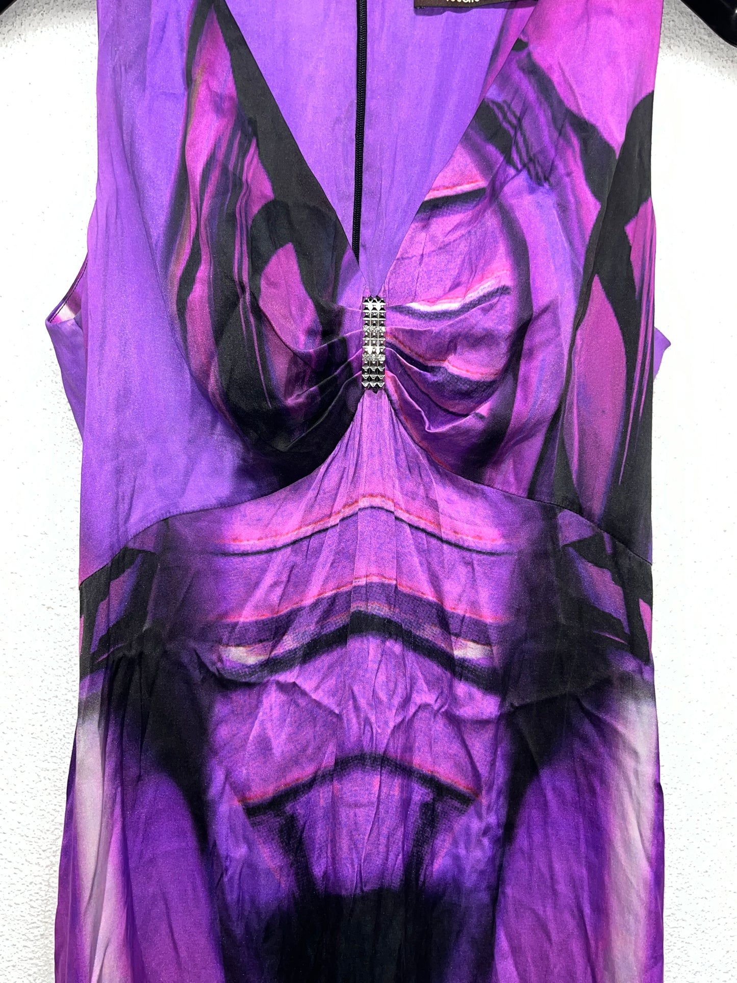 ROBERTO CAVALLI pink graphic sleeveless midi dress (S)