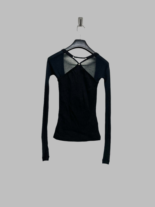 DION LEE sheer ribbed top with chest cut-out and open back (XXS)
