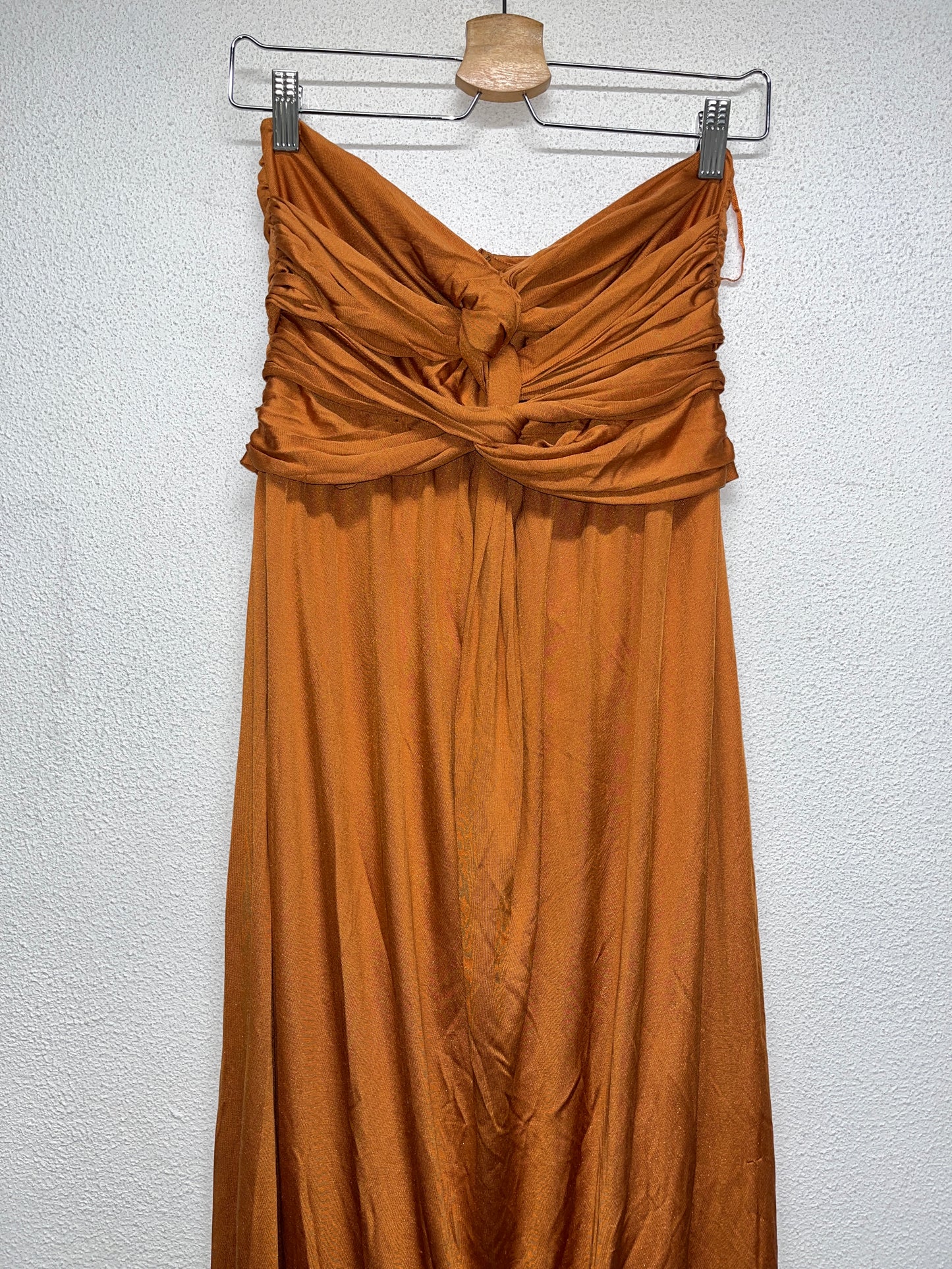 MAX MARA maxi no shoulder viscose and silk dress (S)