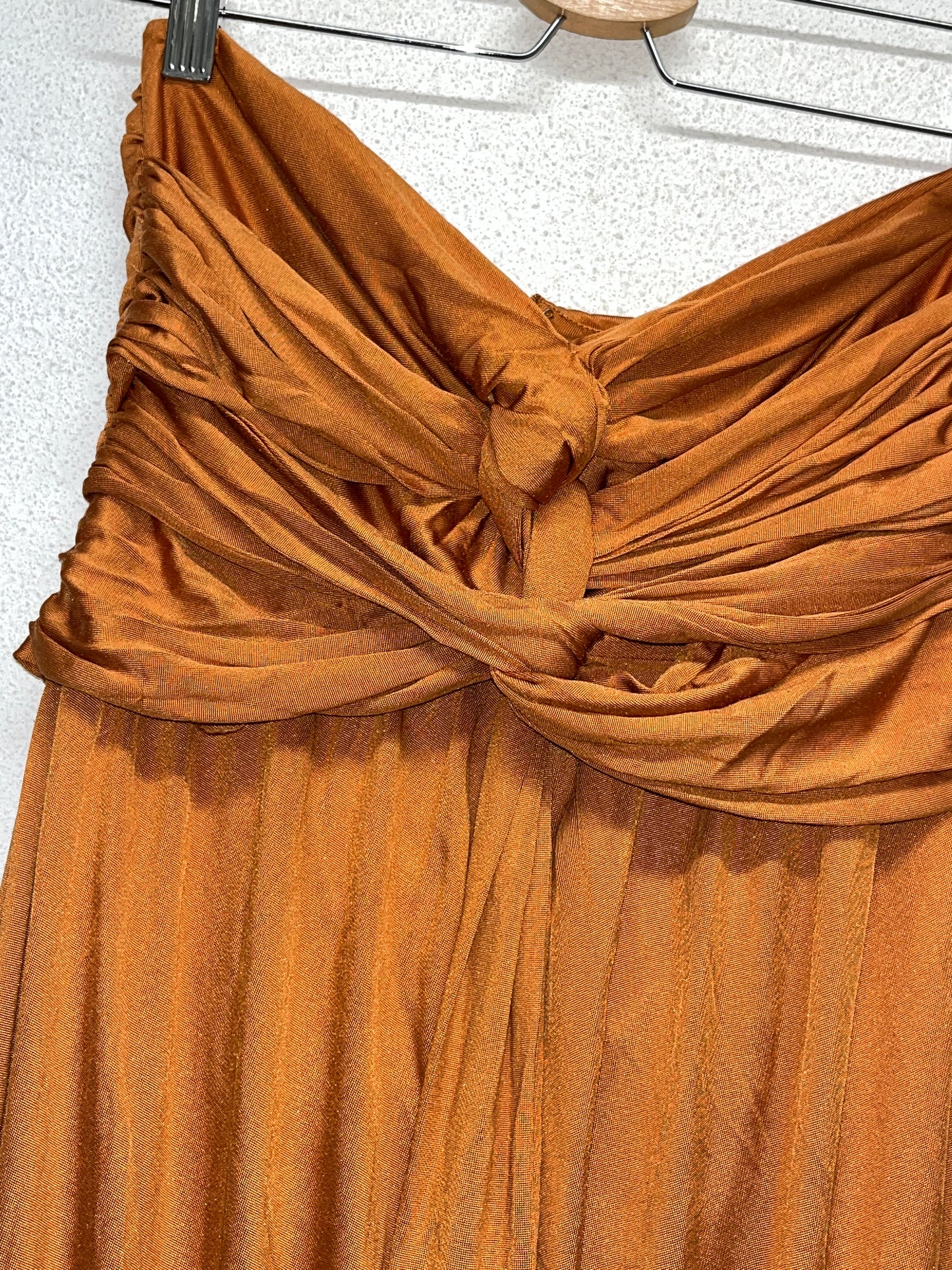 MAX MARA maxi no shoulder viscose and silk dress (S)