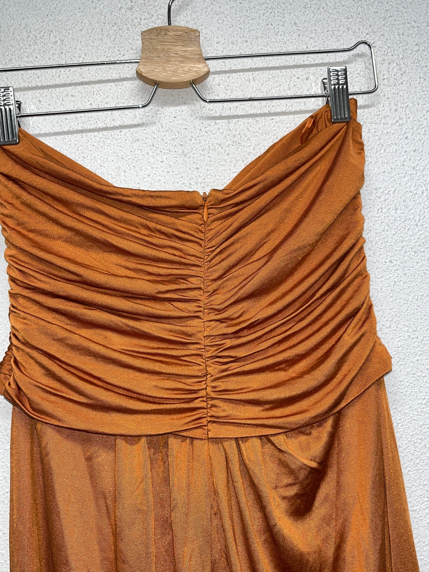 MAX MARA maxi no shoulder viscose and silk dress (S)