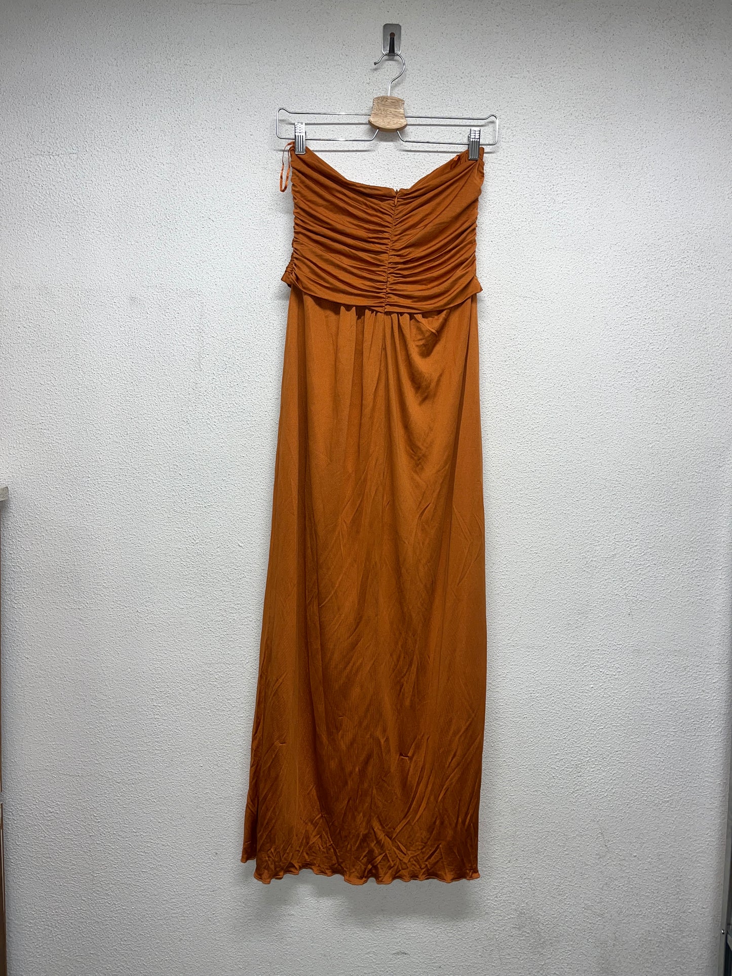 MAX MARA maxi no shoulder viscose and silk dress (S)