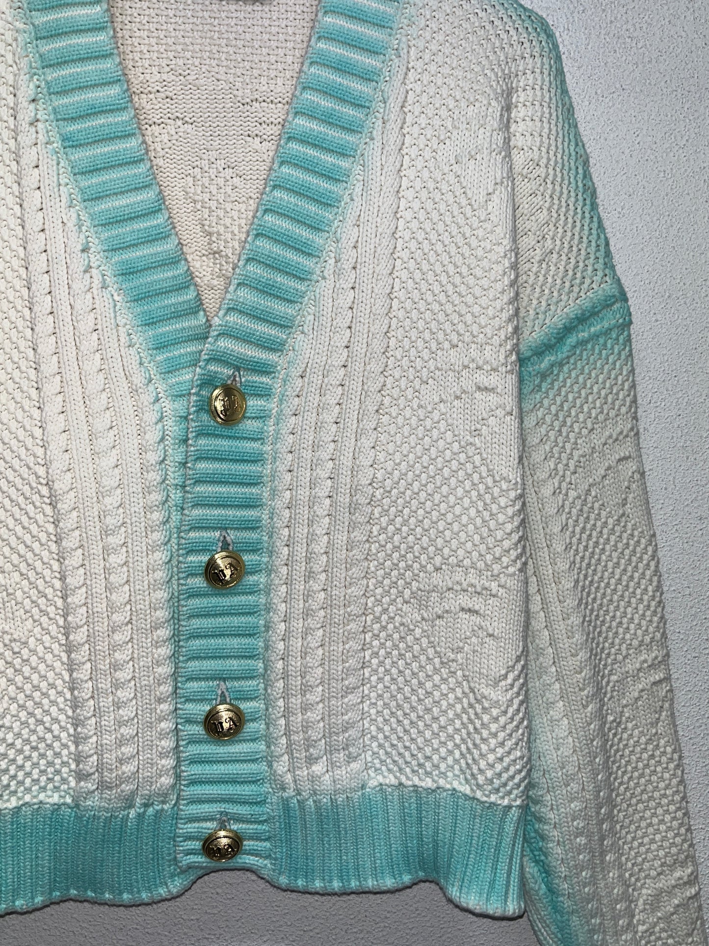 PALM ANGELS cotton gradient boxy fit cardigan with golden buttons (S/L)