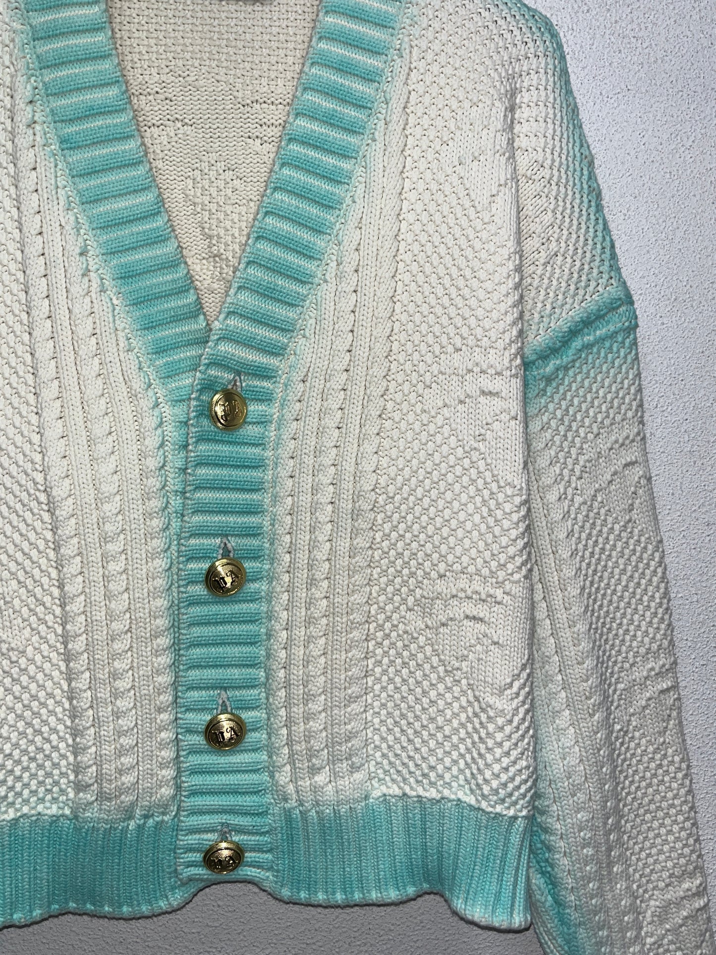 PALM ANGELS cotton gradient boxy fit cardigan with golden buttons (S/L)