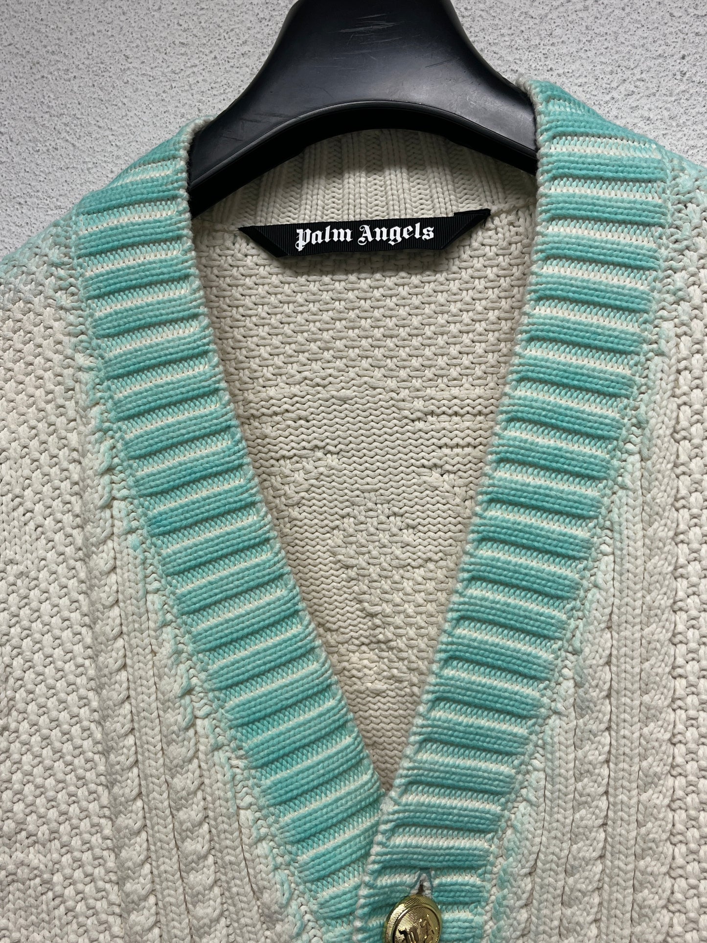 PALM ANGELS cotton gradient boxy fit cardigan with golden buttons (S/L)