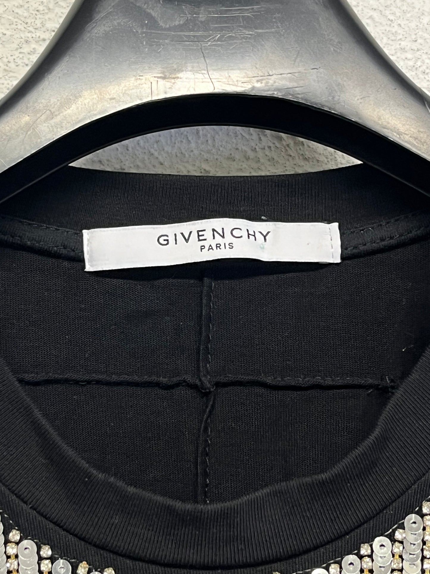 GIVENCHY sequin black t-shirt (S)