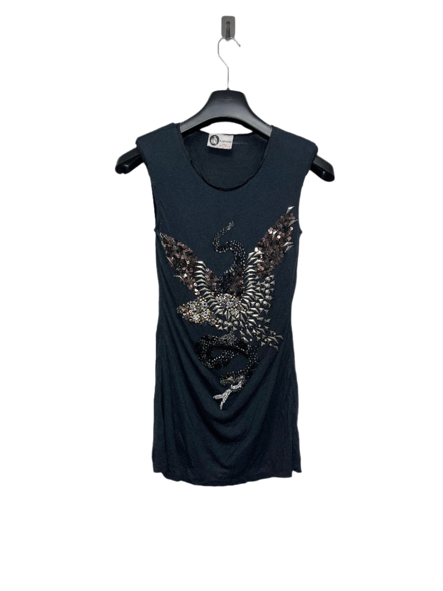 LANVIN sleeveless sequin maxi top or mini dress with shoulder pads (XS)