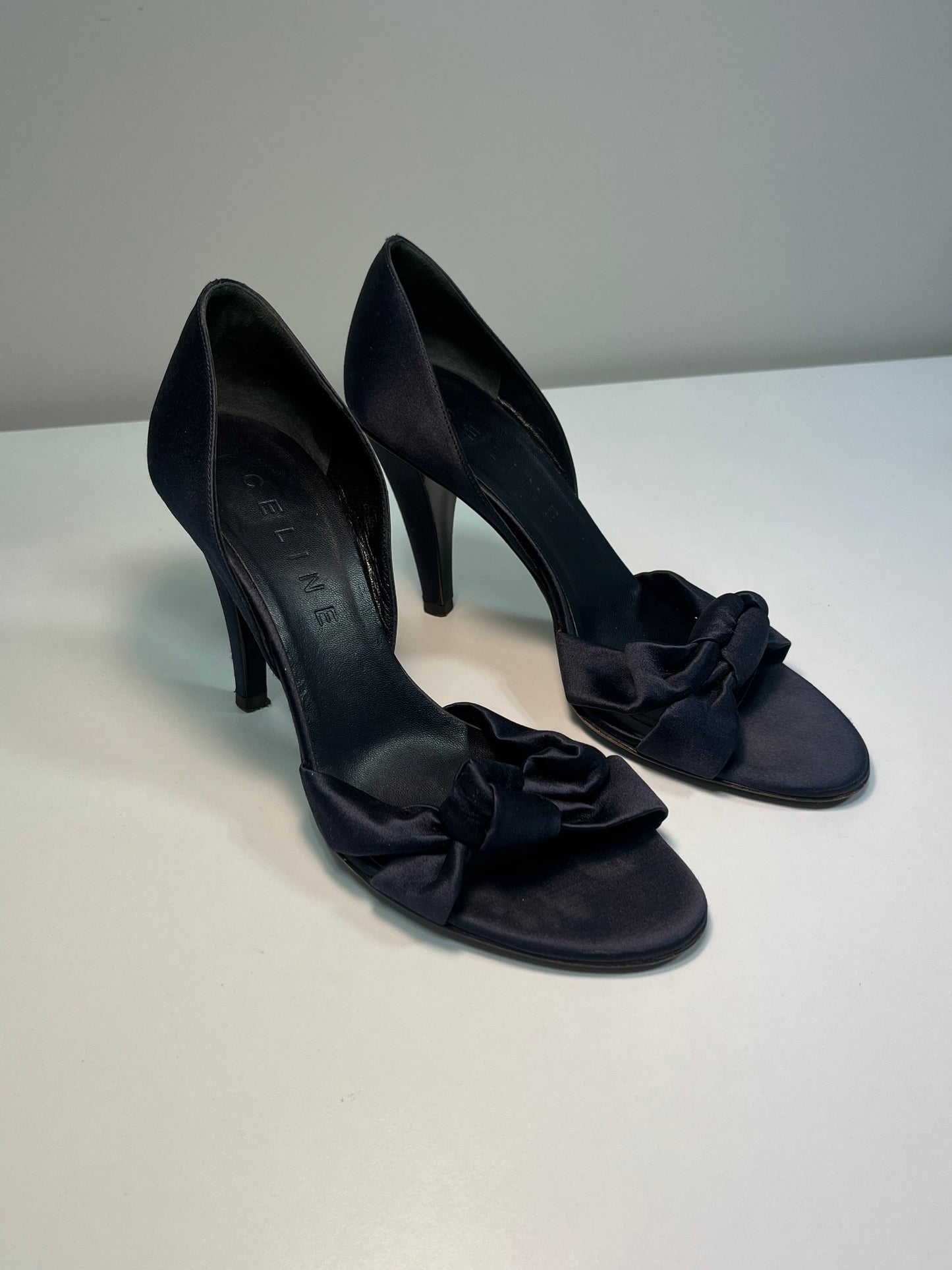CELINE navy heel sandals (38)