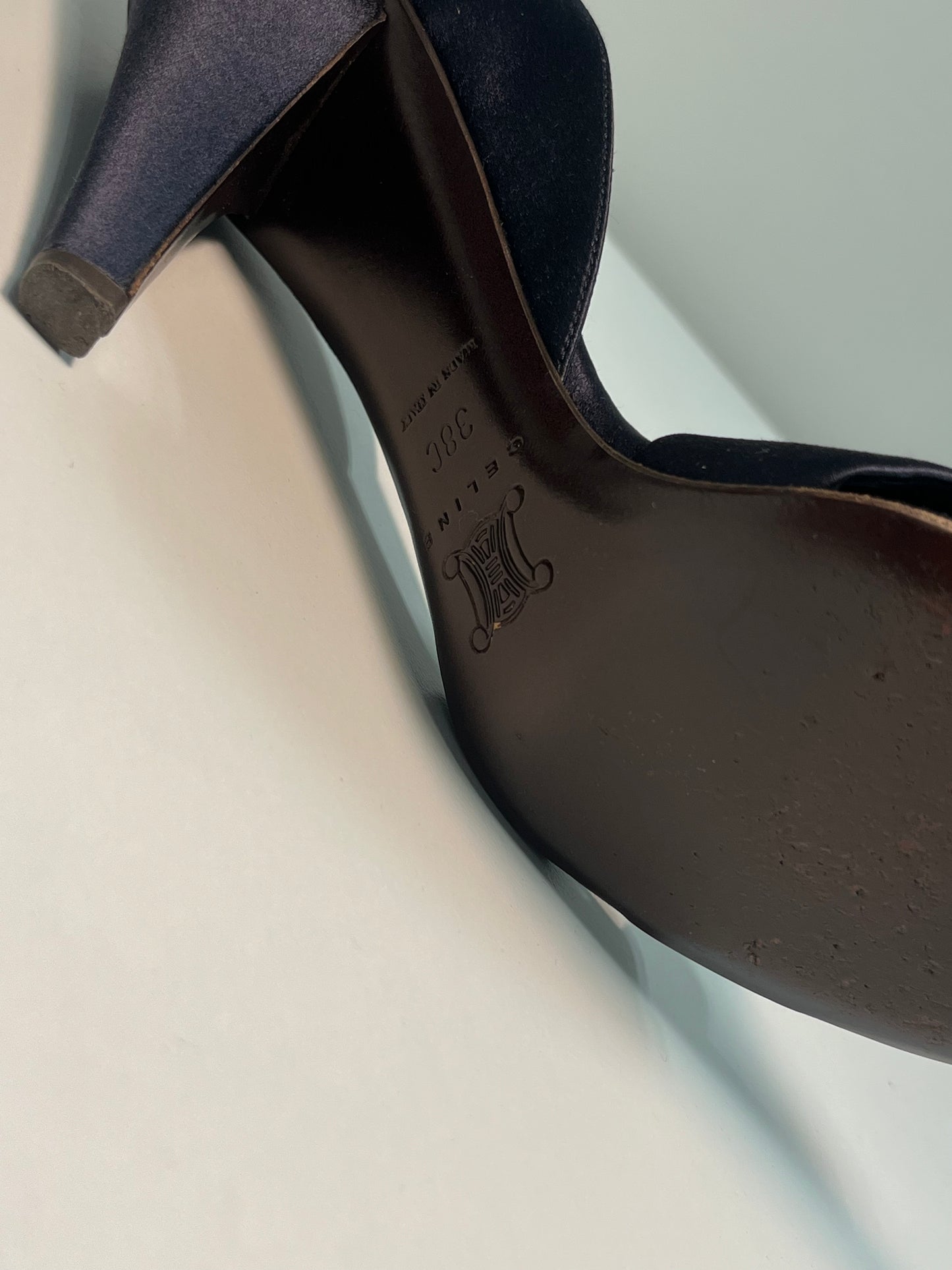 CELINE navy heel sandals (38)