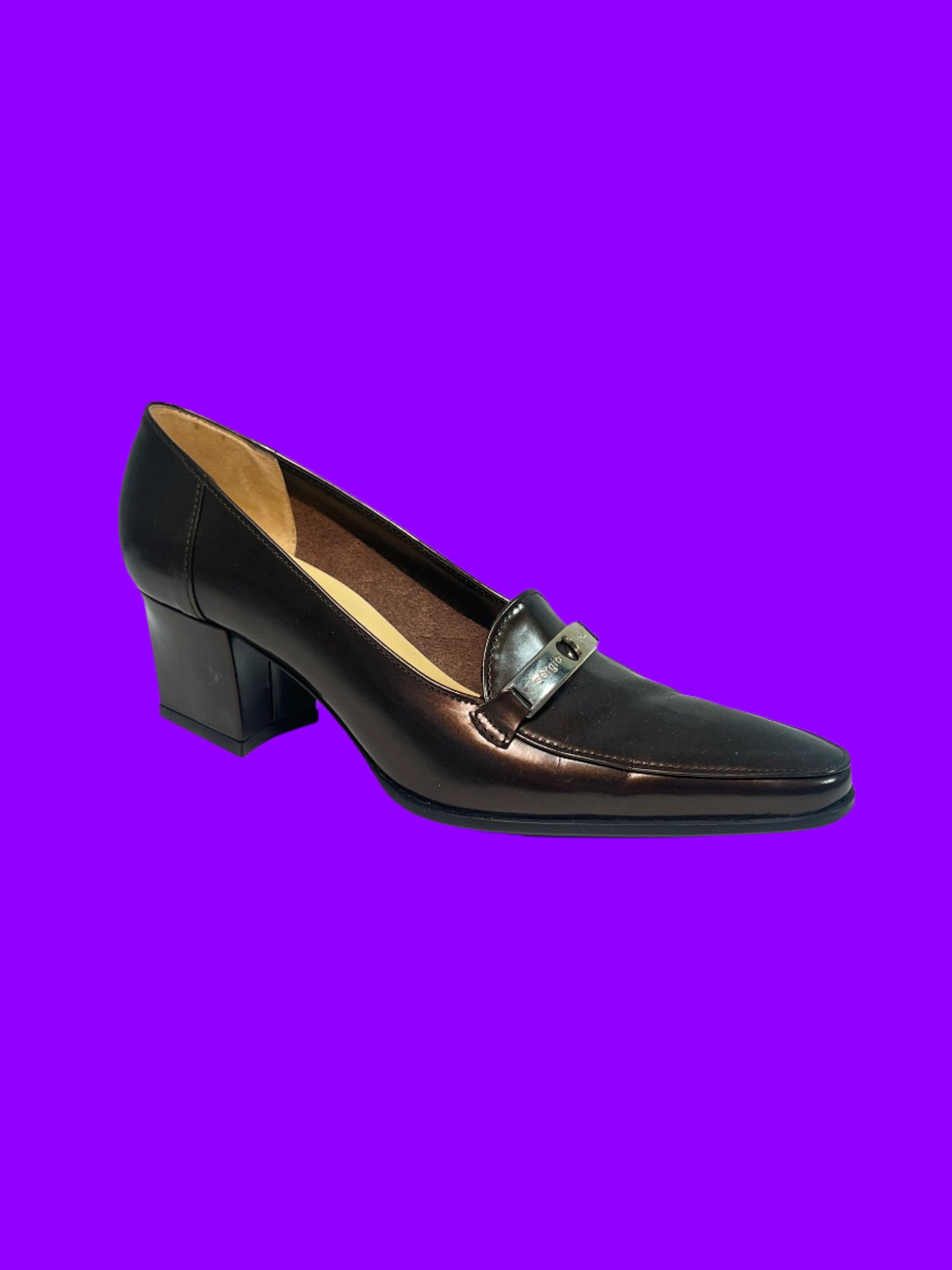 SERGIO ROSSI patent leather pointy loafer pumps (38.5)