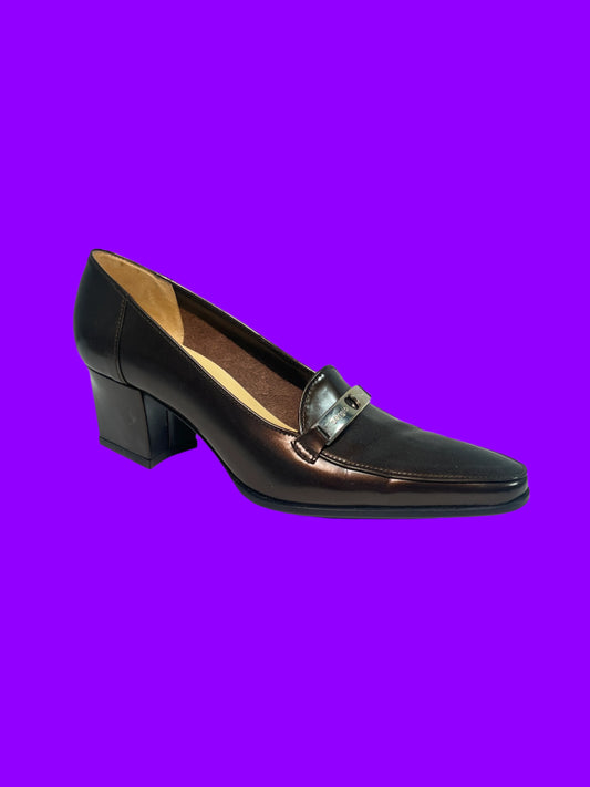 SERGIO ROSSI patent leather pointy loafer pumps (38.5)
