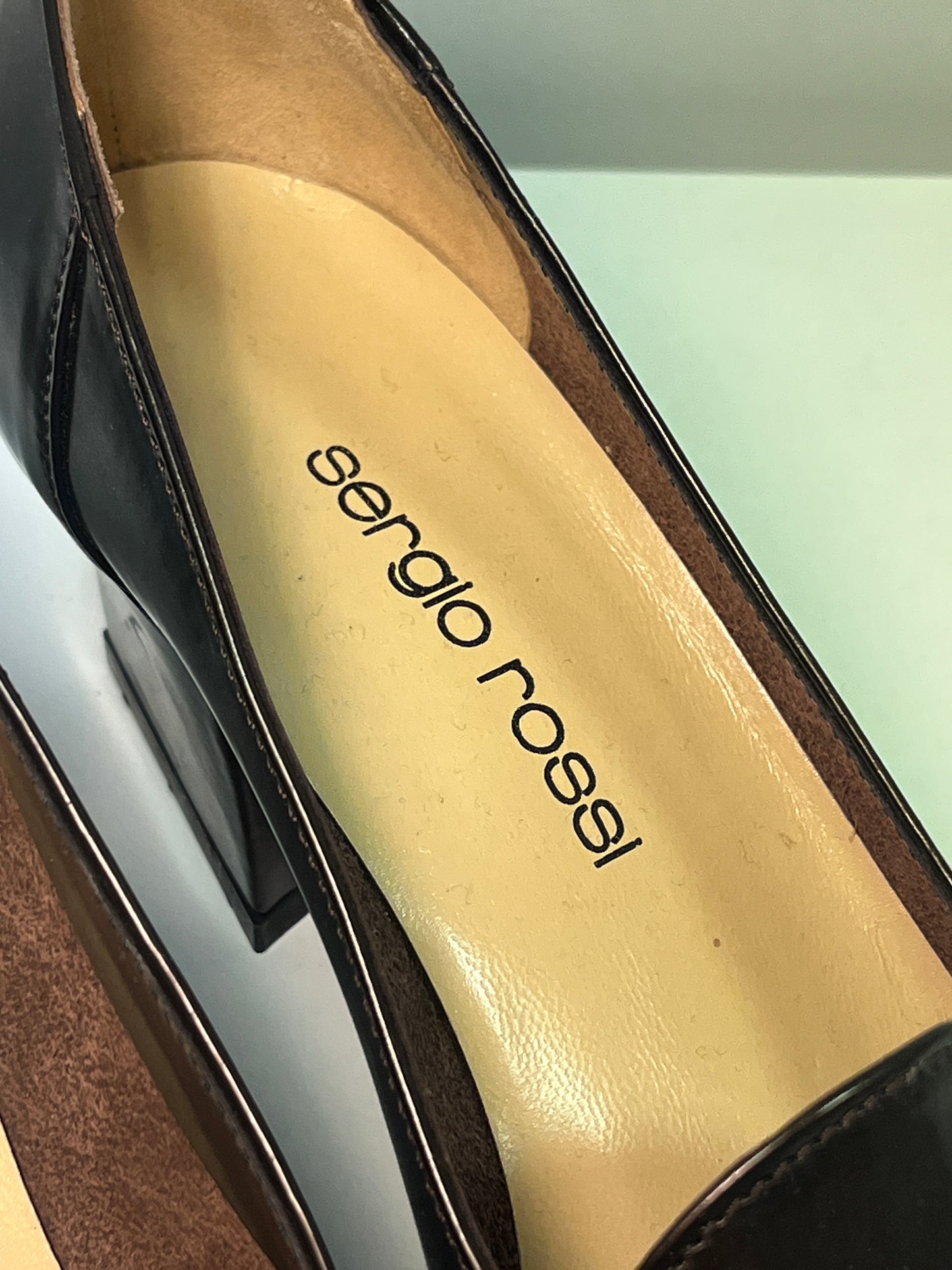 SERGIO ROSSI patent leather pointy loafer pumps (38.5)