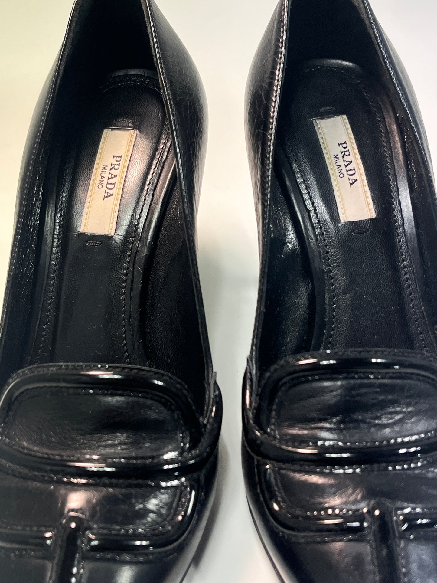 PRADA black leather biker pointy heels (37EU)