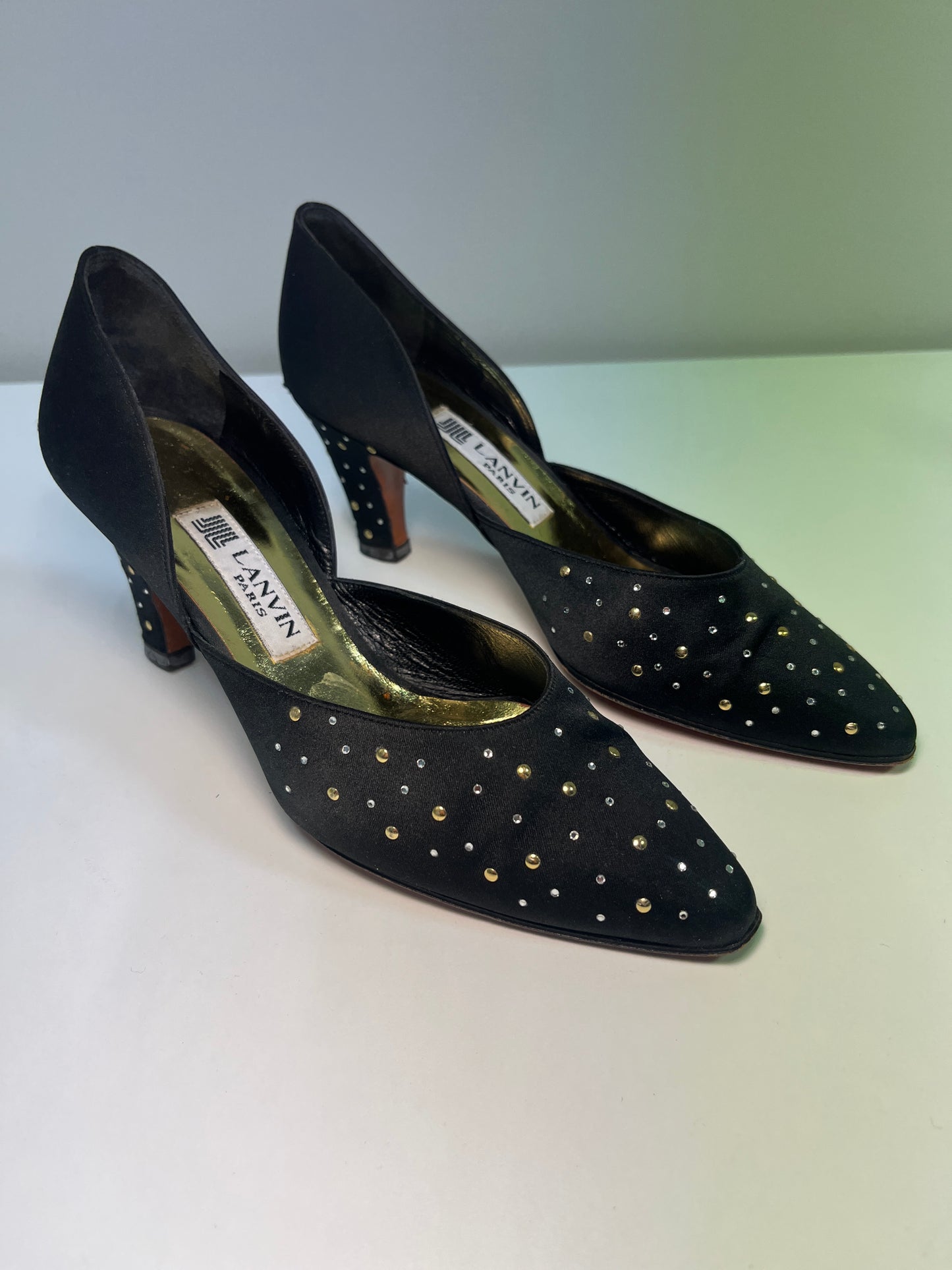 LANVIN gold and silver rhinestones heels (35.5)