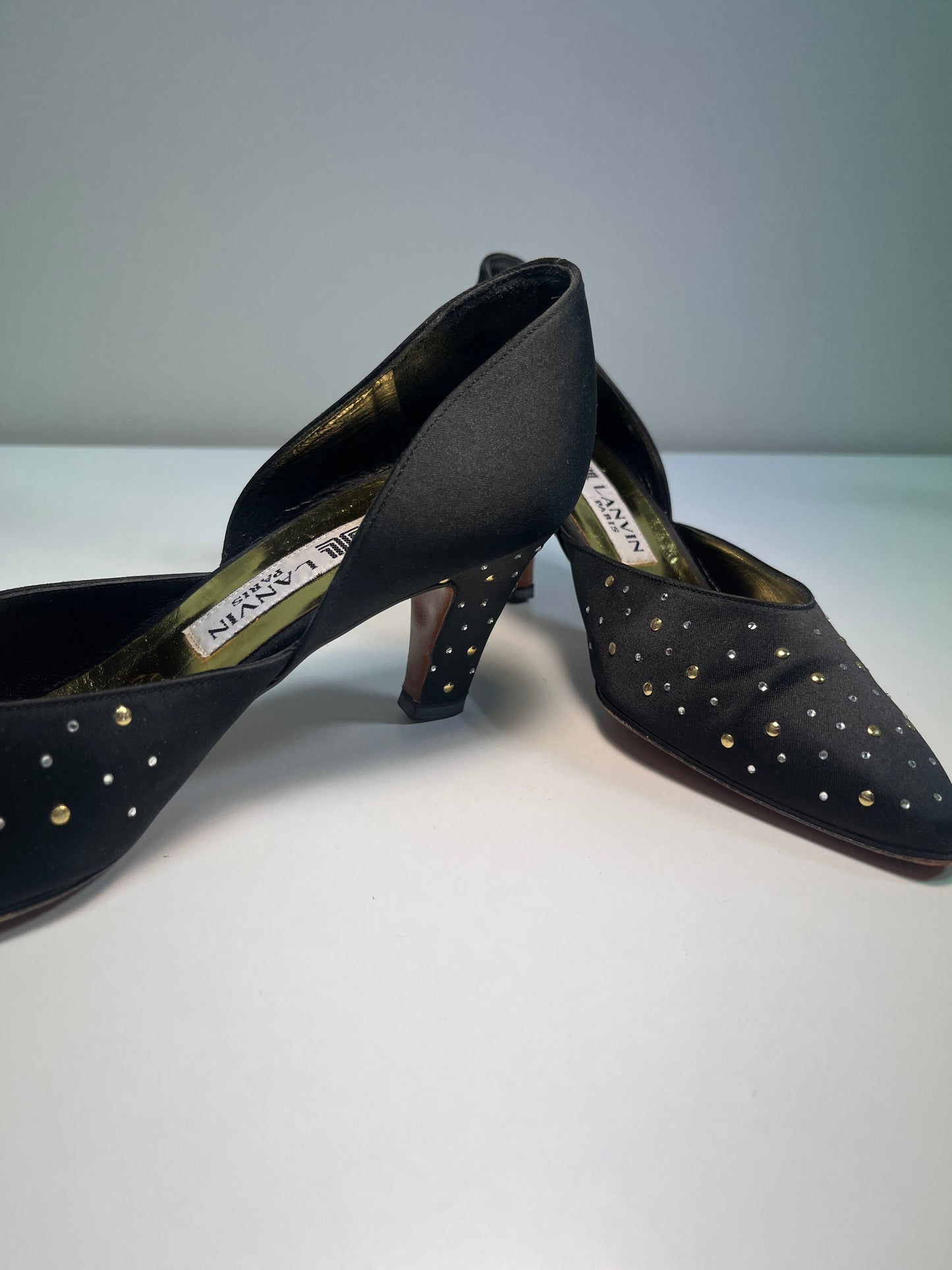 LANVIN gold and silver rhinestones heels (35.5)