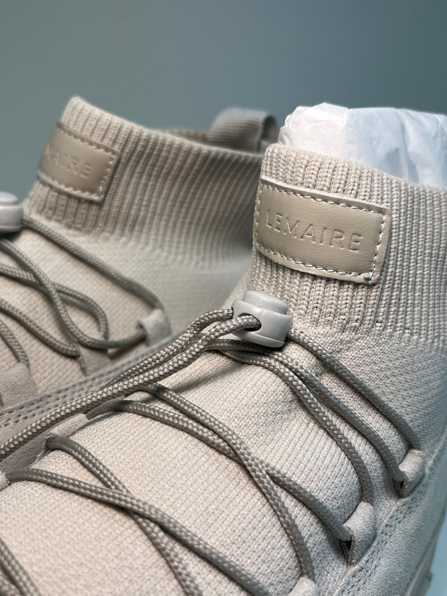 LEMAIRE suede grey-beige high top Vibram Wrap sneakers (41)