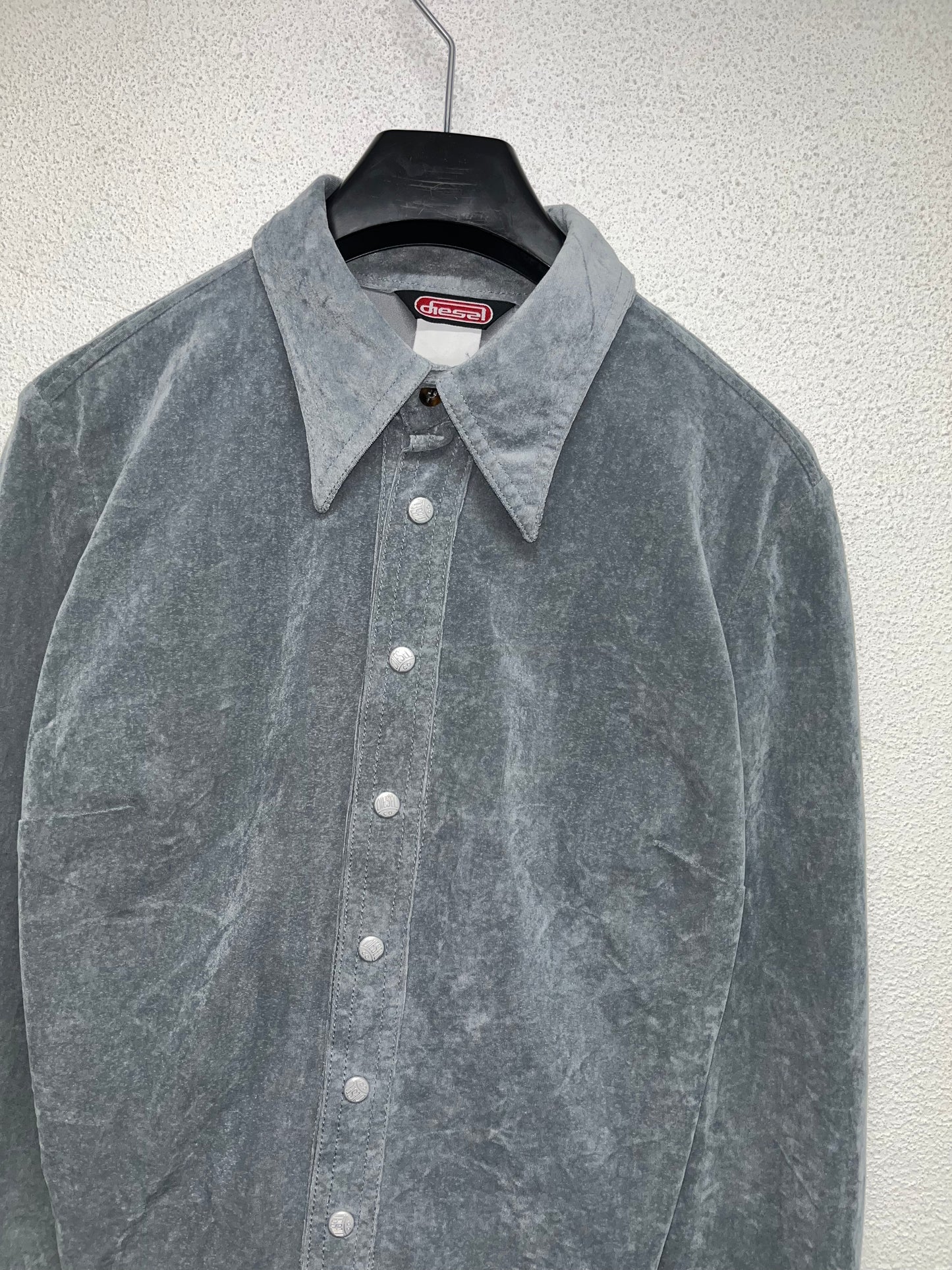 DIESEL velvet blue-grey button up shirt (S)