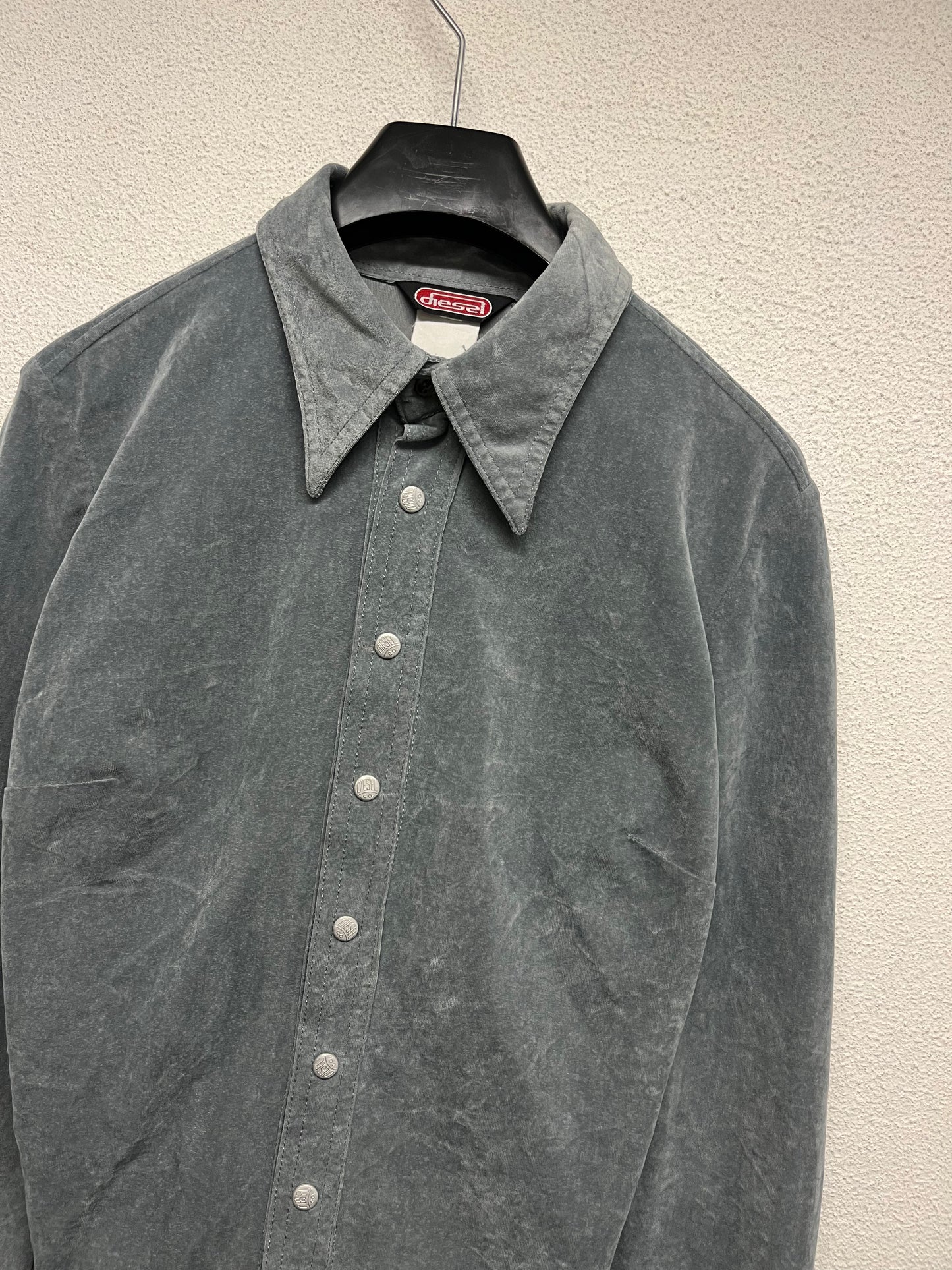 DIESEL velvet blue-grey button up shirt (S)