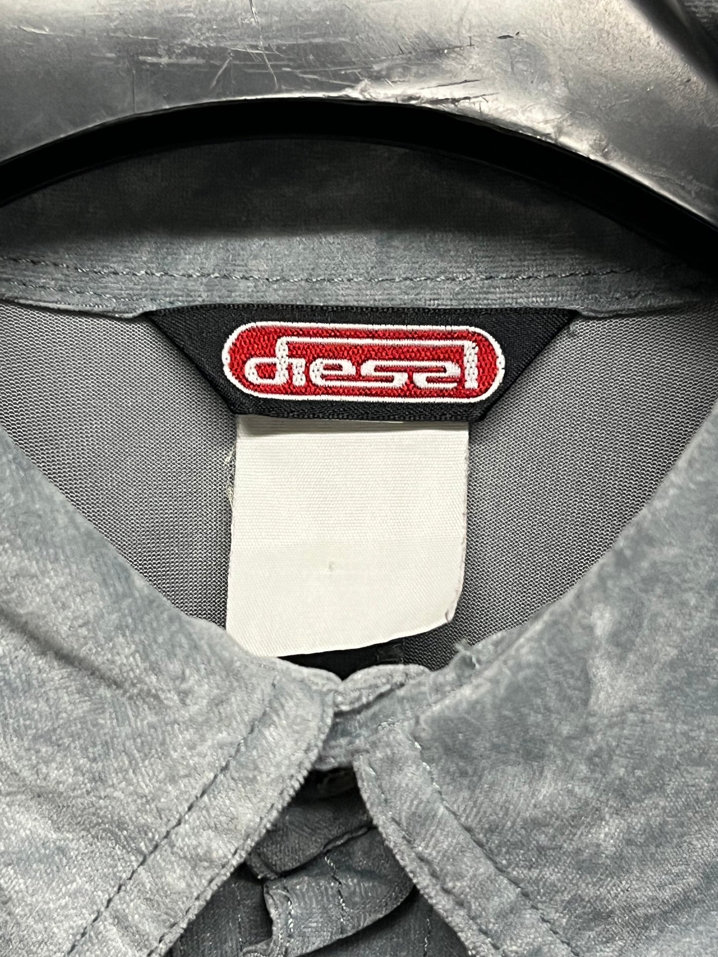 DIESEL velvet blue-grey button up shirt (S)
