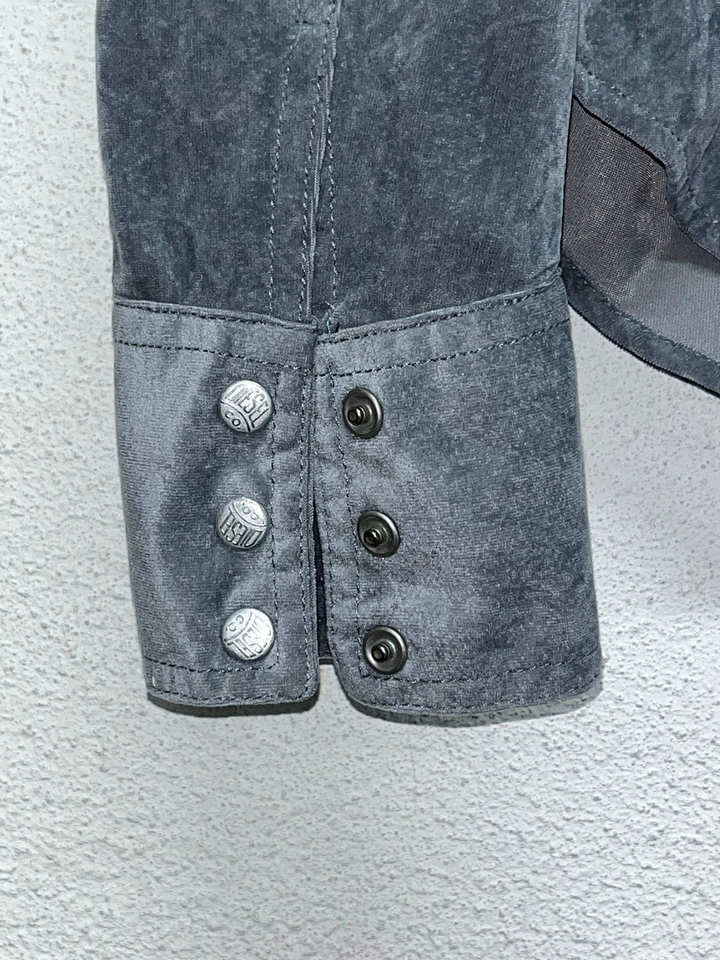 DIESEL velvet blue-grey button up shirt (S)