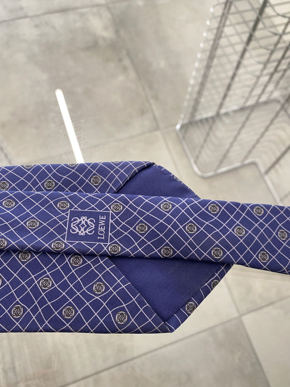 Loewe navy silk tie