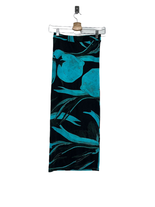 LOUISA BALLOU turquoise flower maxi skirt (S)