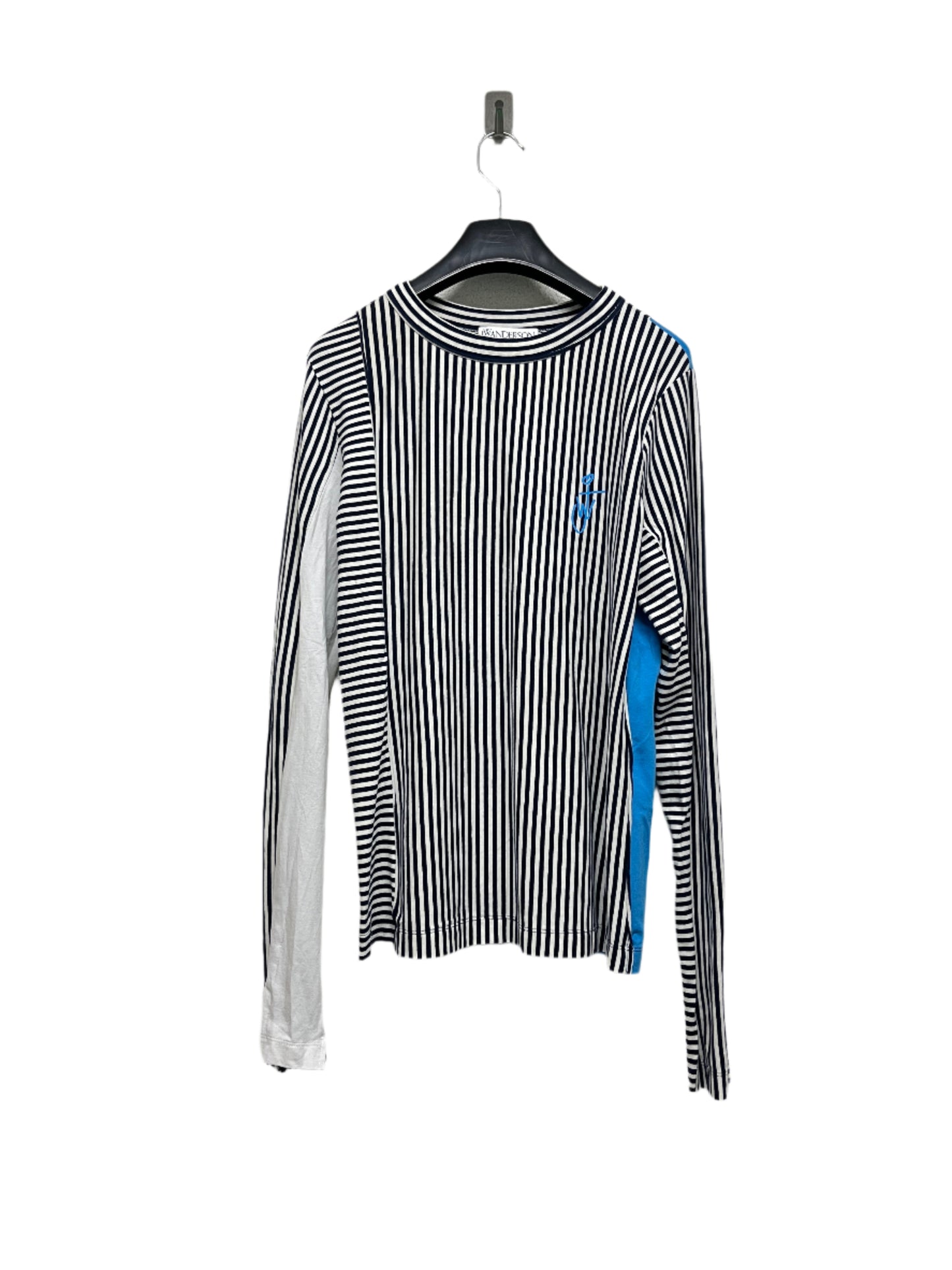 J.W. ANDERSON striped longsleeve top with fist cut-outs and chest logo (L)