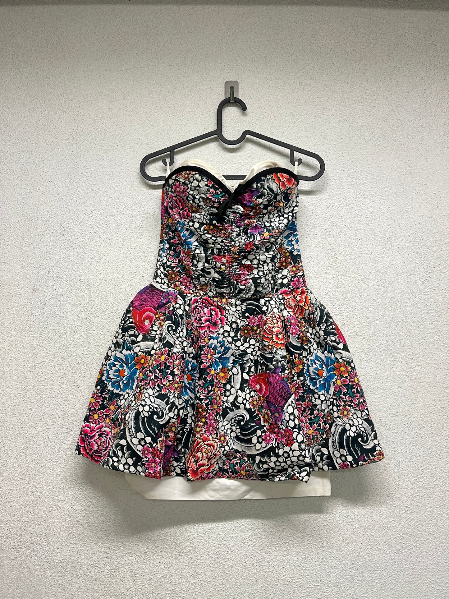 DSQUARED2 multicolour floral print double layer corseted cotton dress (XS)