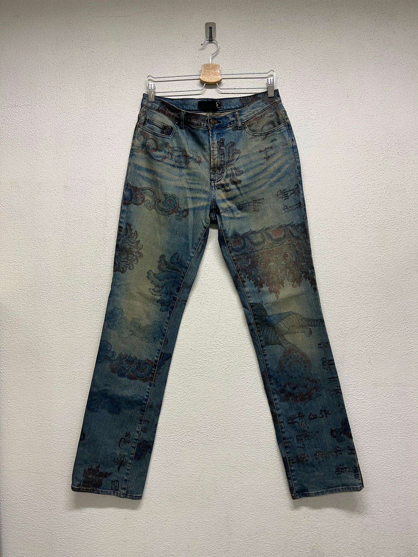 ROBERTO CAVALLI just cavalli SS05 'Asian Fantasy' print jeans (44/M)