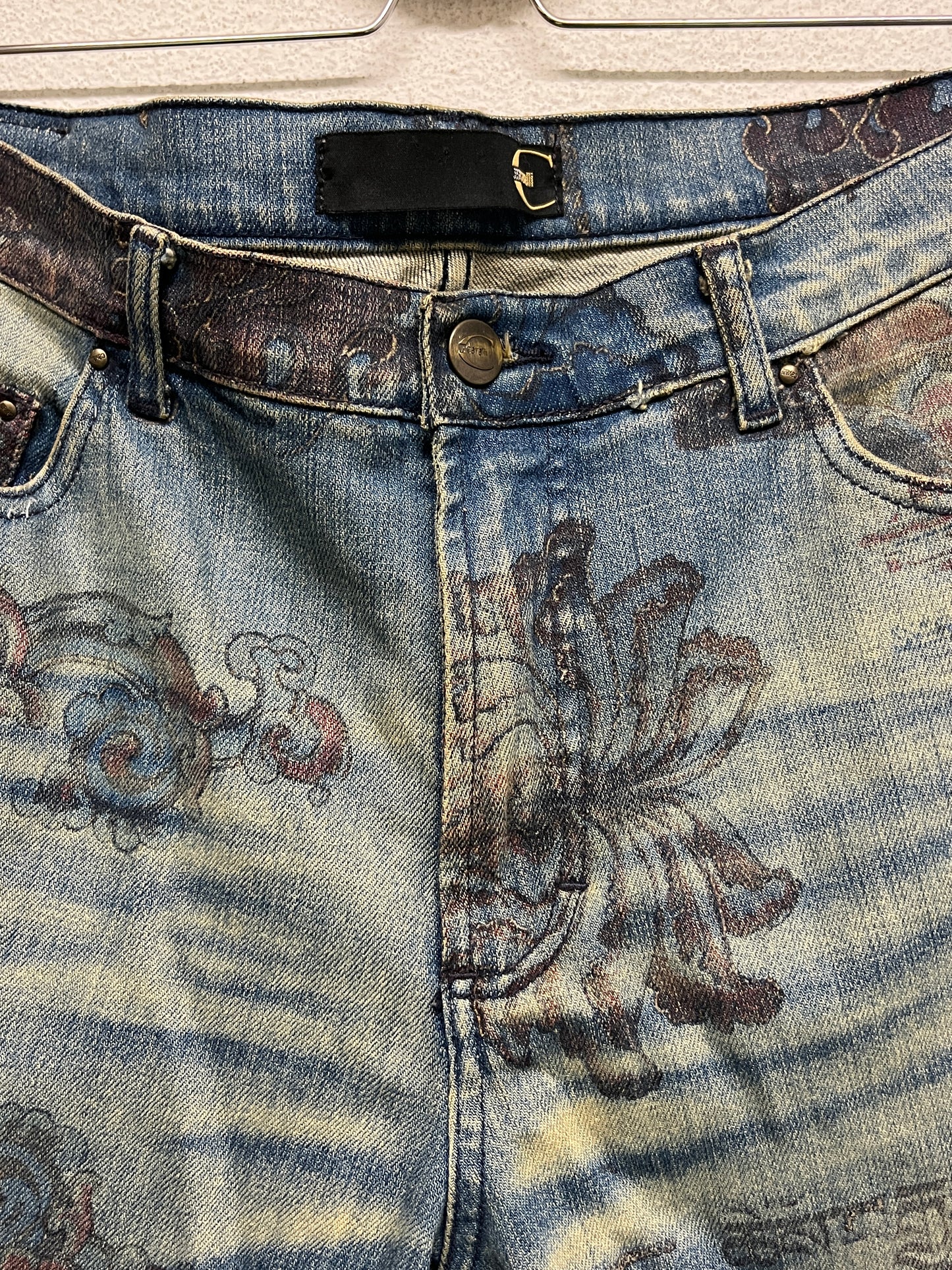 ROBERTO CAVALLI just cavalli SS05 'Asian Fantasy' print jeans (44/M)